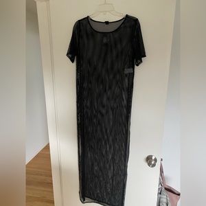 Black Mesh Oversize T-shirt Dress